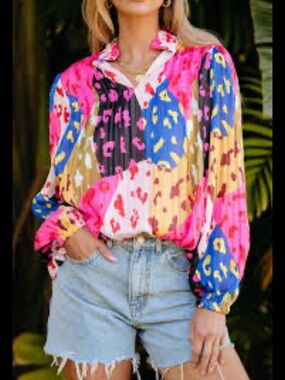 Charming Charlie Animal Print Blouse